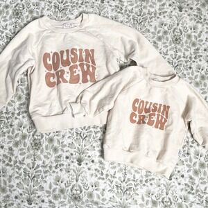 Organic Kids Cousin Crew Cream Sweatshirt Set Two Sizes 5T & 12-18 Months